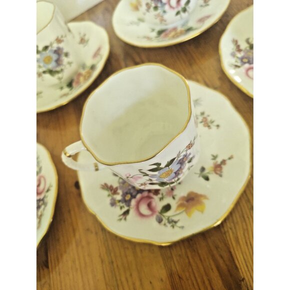 Vintage Royal Crown Derby "Derby Posies" Demitasse Cups & Saucer set of 5 - Picture 3 of 16